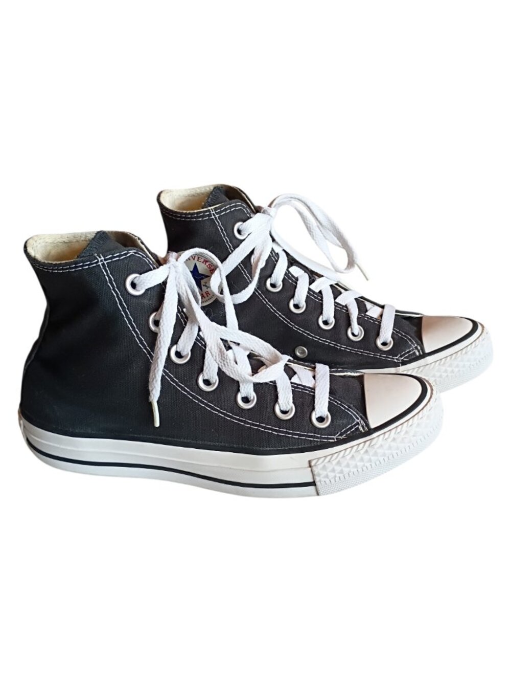 CONVERSE Women’s Black Hi Top Lace Up Sneakers Canvas Sz 6 (4 Men)
